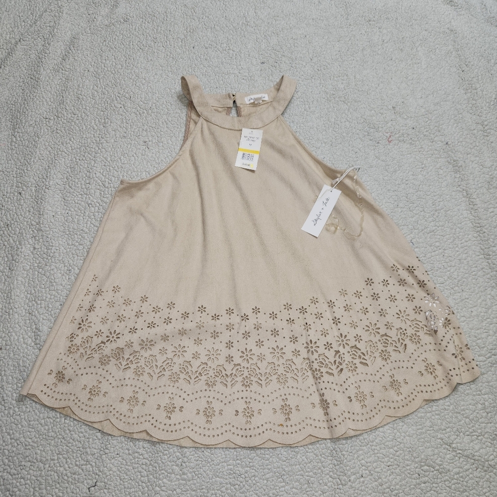 Skylar &Jade Tank Top Women's Size Medium High Neck,eyelet, Keyhole Back, Buckle
